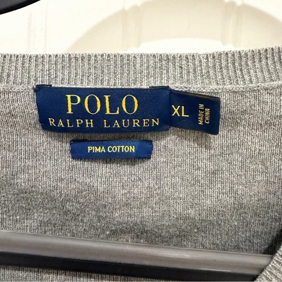 Polo Ralph Lauren Men's V-Neck Sweater in Gray - Picture 2 of 4